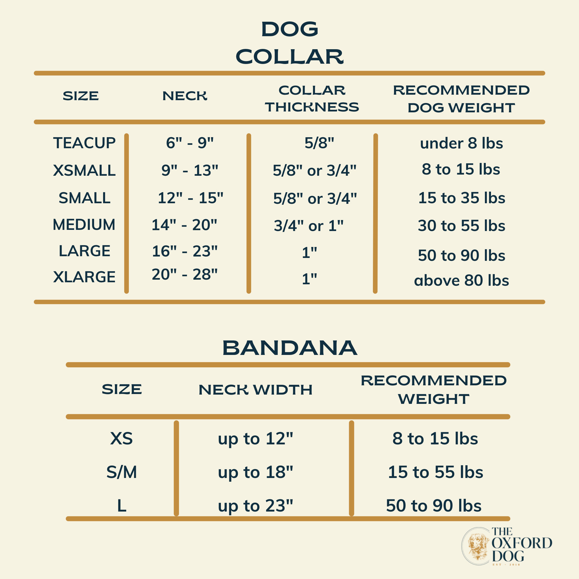 The Oxford Dog - Rosa Hunter Dog Collar: Gold / Large (1")